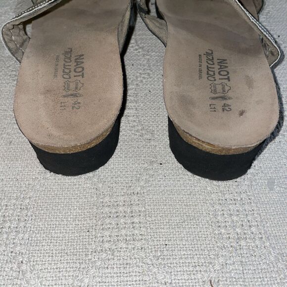 Naot Women’s Casual Slides Size 42 U.S. 11 M Black Silver Leather Beach Cruise - Picture 10 of 12